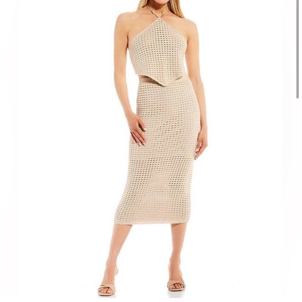 Gianni Bini Crochet Set Khaki Medium NWT